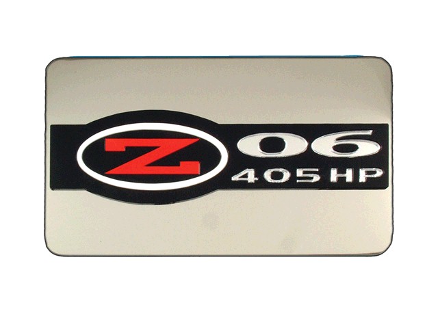 C5 Z06 405HP Corvette Rear Exhaust Dress Up Plate, Polished Stainless Steel, Small 7.5" x 4.5"