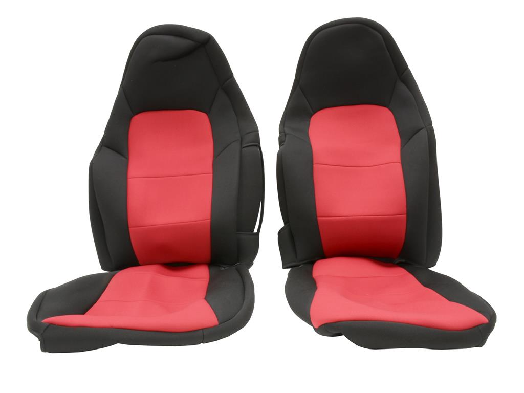 05-13 C6 Corvette Seat Slip Covers - Wet Suit / Neoprene Black With Red Insert - Set Of 2