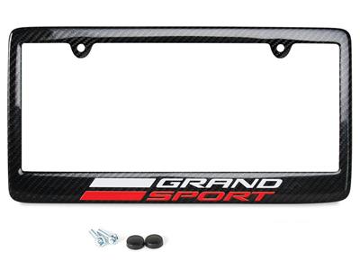 C7 Corvette Grand Sport 17-19 Carbon Fiber Rear License Plate Frame With Grand Sport Logo