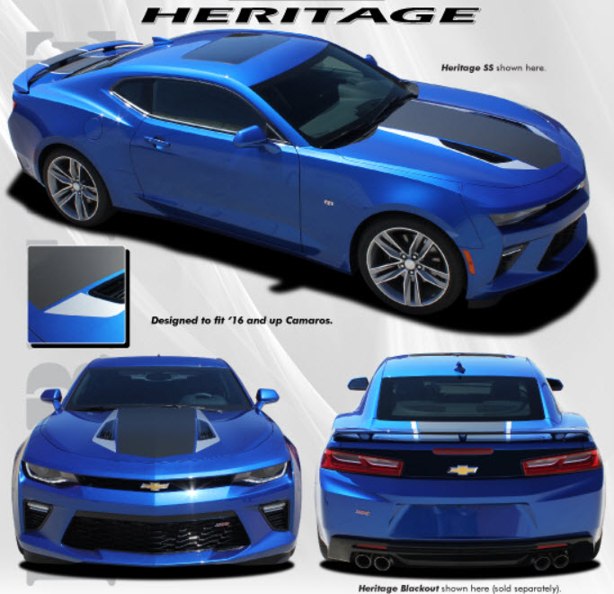 2016+ Camaro Hood and Body Stripe Kit, HERITAGE RS Single Color, with NO Sp...