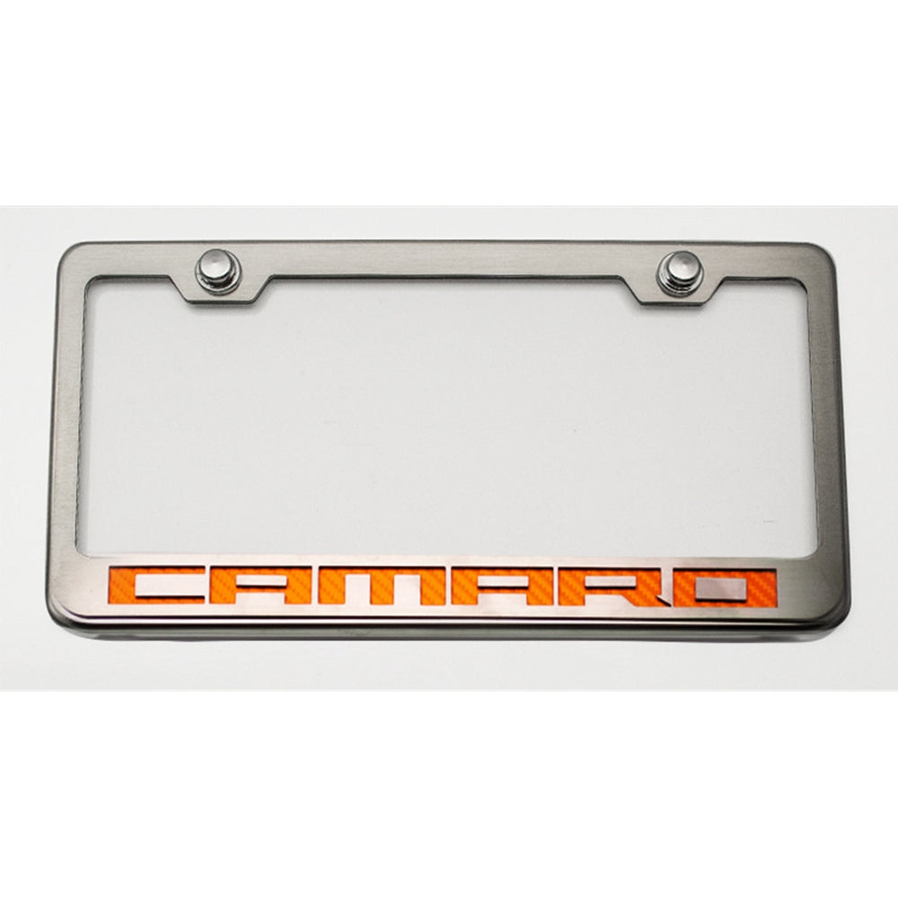 Camaro Tag-License Frame : Chrome, Stainless Steel & Carbon Fiber Camaro Script