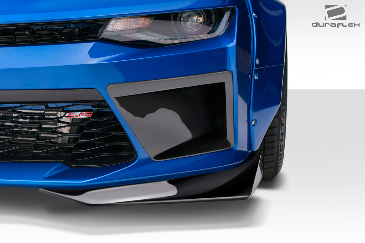 2016-2017 Camaro V8 Duraflex Grid Front Bumper Air Duct Extensions Add Ons 2 Piece, Fiberglass, Unpainted
