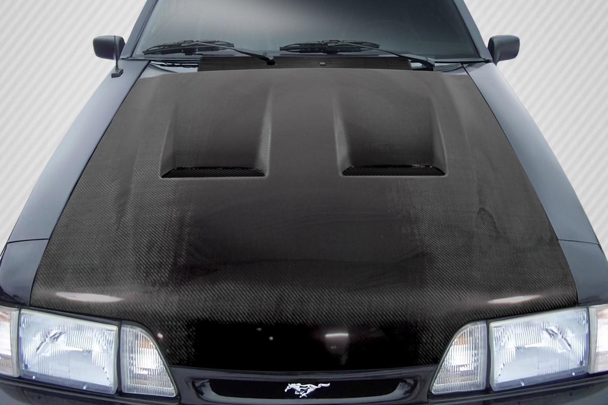 1987-1993 Ford Mustang Carbon Creations Heat Extractor Hood - 1 Piece