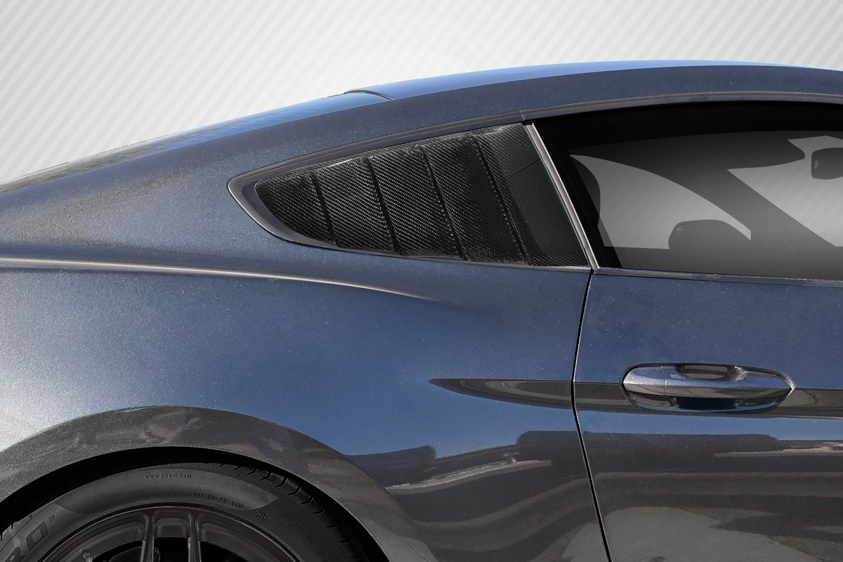 2015-2019 Ford Mustang Carbon Creations CVX Rear Window Scoops Louvers - 2 Piece