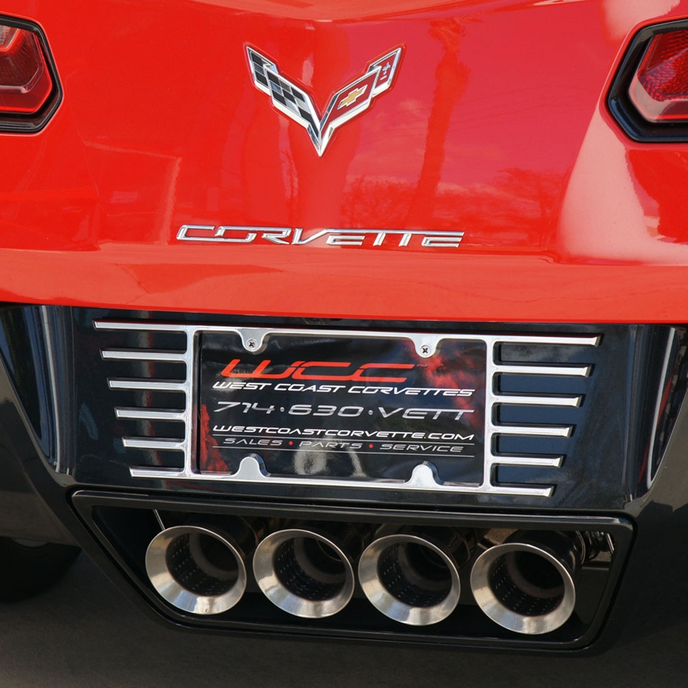2014 C7 Corvette Billet Aluminum, Chrome PLated Open End License Plate Frame