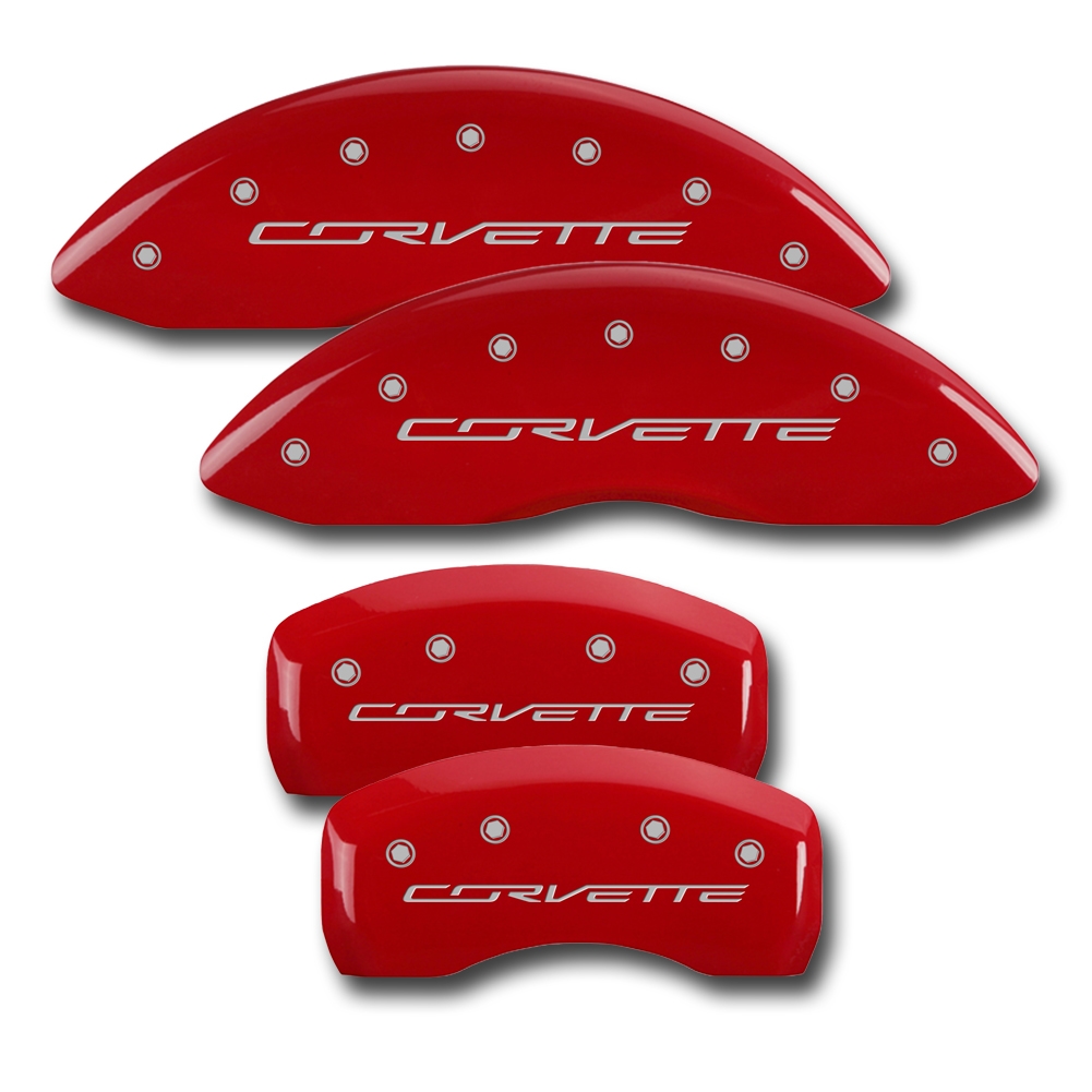 C7 Corvette Stingray Brake Caliper Cover Set with "CORVETTE" Script : Red or Black