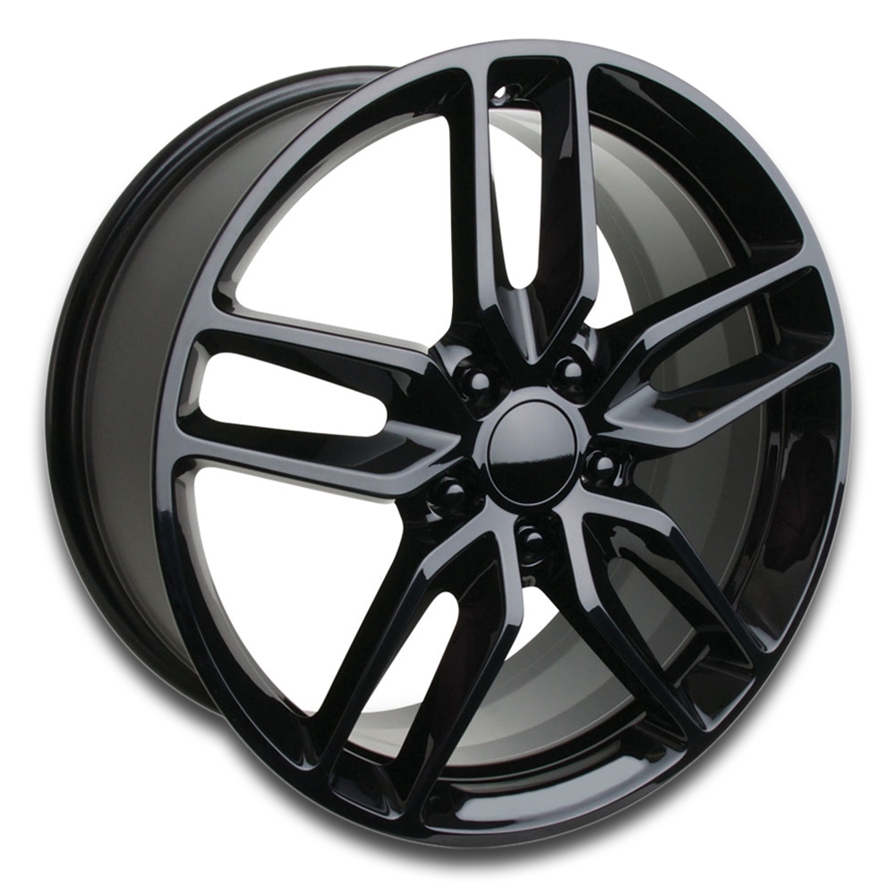 C7 Corvette, Gloss Black Reproduction Z51 Split Spoke Wheels, Single Wheel