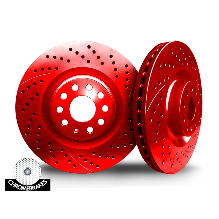 2010-2015 Camaro Colored Drilled and Slotted Front Rotors V8