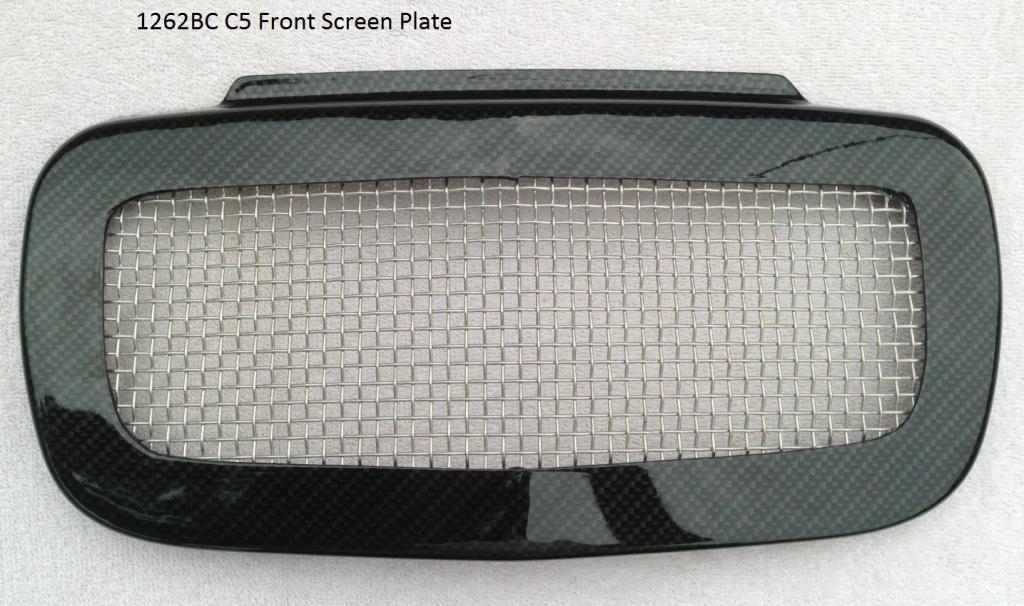 C5 Corvette Black Carbon Fiber Style Front License Plate Air intake Cover w/Screen