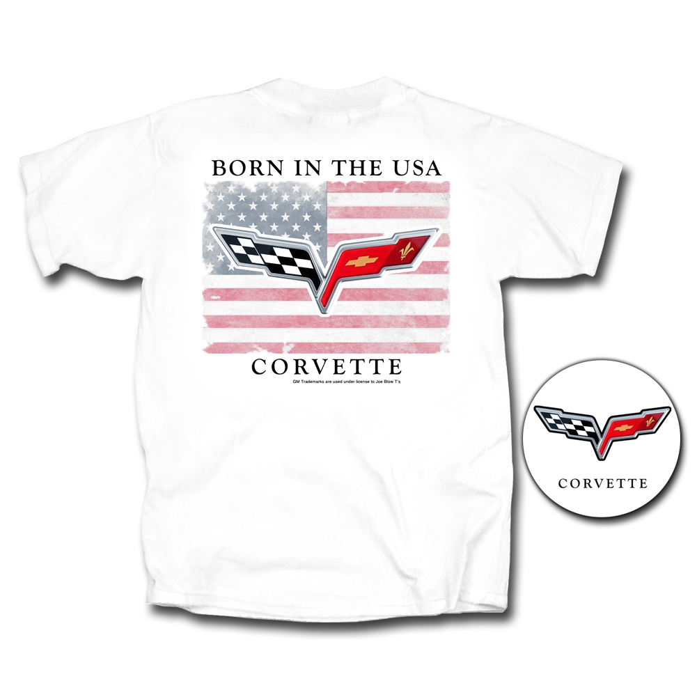 T-Shirt - Born In The USA, White, C6 Corvette