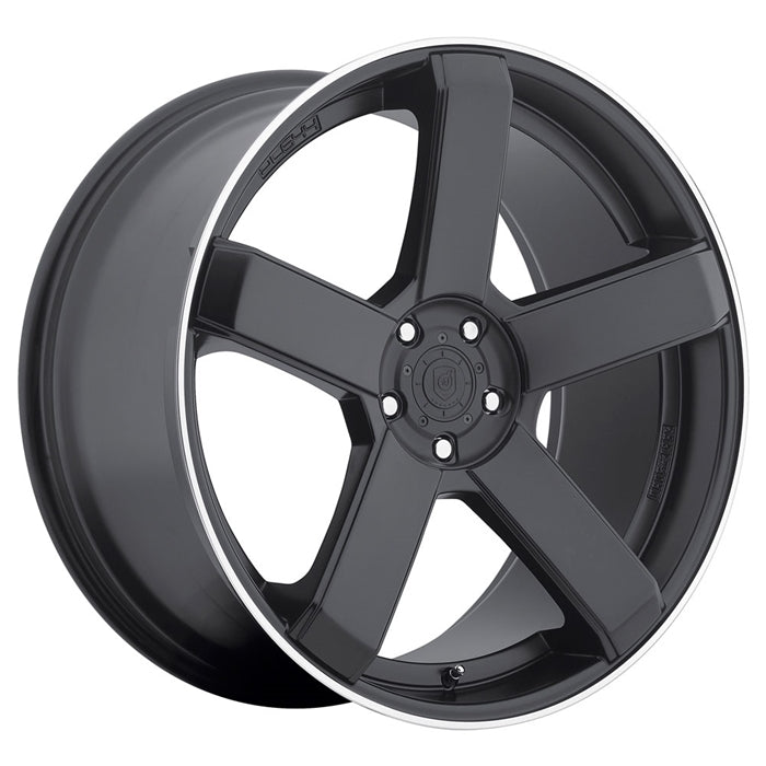 Dropstar 644B 5 Spoke Camaro Wheels - Satin Black w-Machined Lip