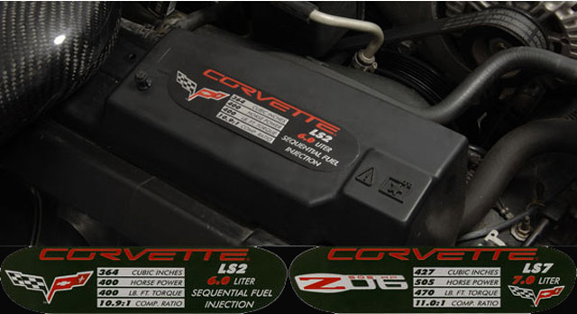 C6 and Z06 Engine ID Spec Plates, LS2, LS3, LS7