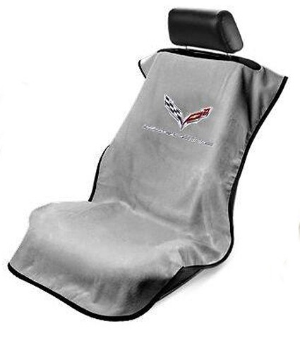 C7 Corvette Stingray Gray Corvette Seat Armor, Seat Covers, PAIR with C7 logo