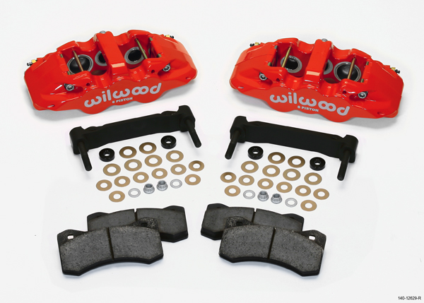 AERO6 Front Caliper, Pads and Bracket Upgrade Kit for Corvette C5 and C6, RED
