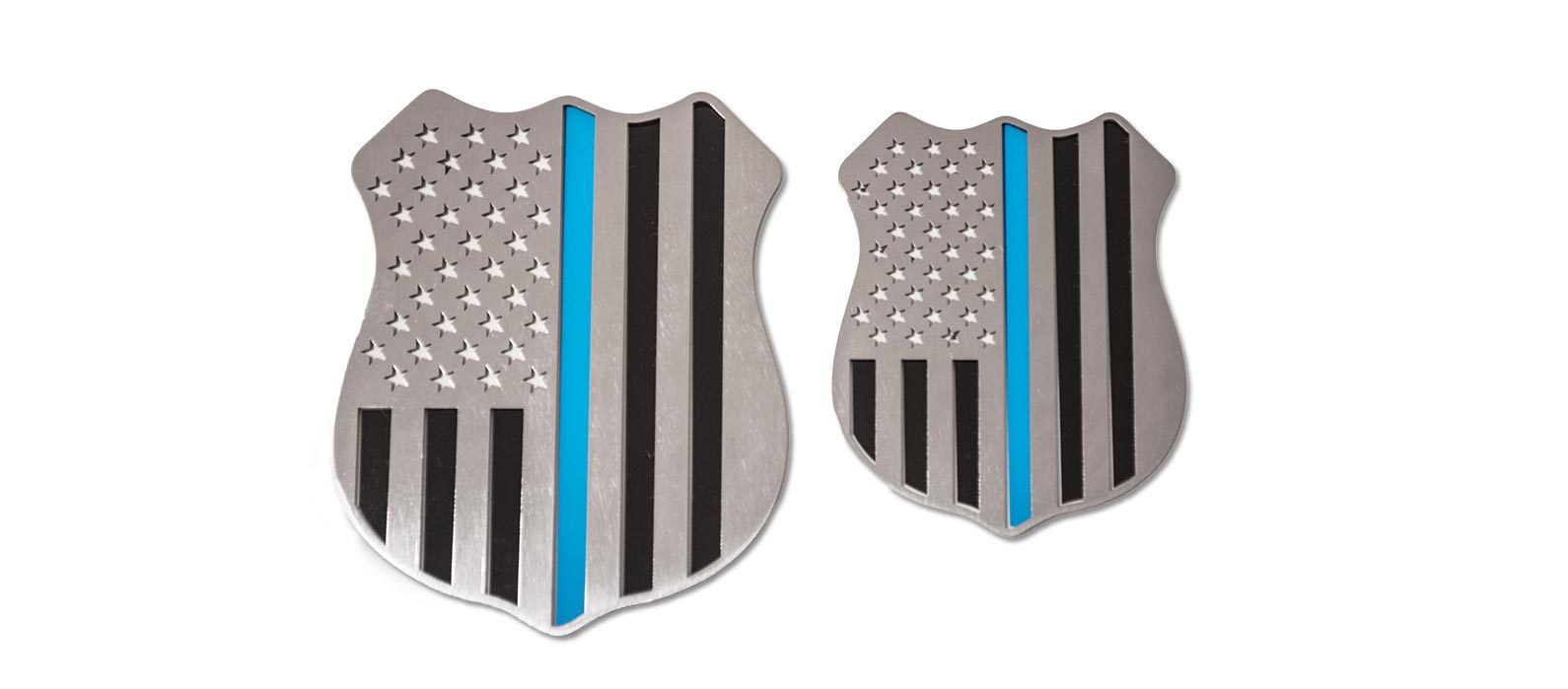 Police Emblem 5'' Thin Blue Line Brushed Stainless 1pc Police Emblem 5'' Thin Blue Line Satin stainless 1pc, ; Satin stainless