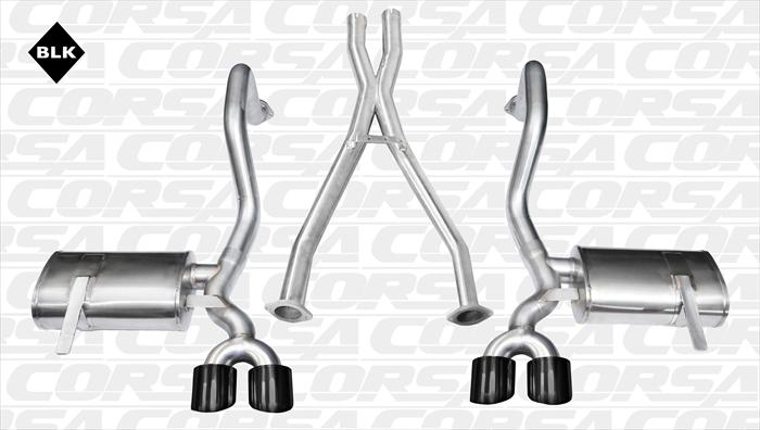 C5 Corvette Corsa Xtreme Full Cat-back Exhaust System w/X-pipe BLACK 4" Pro-Series Stainless Steel Tips