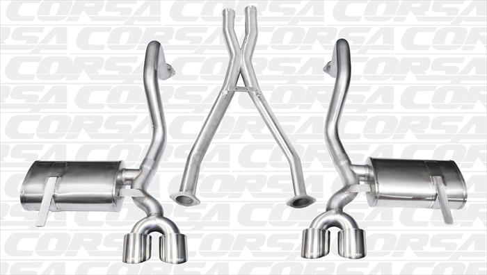 C5 Corvette Corsa Xtreme Full Cat-back Exhaust System w/X-pipe 4" Pro-Series Stainless Steel Tips