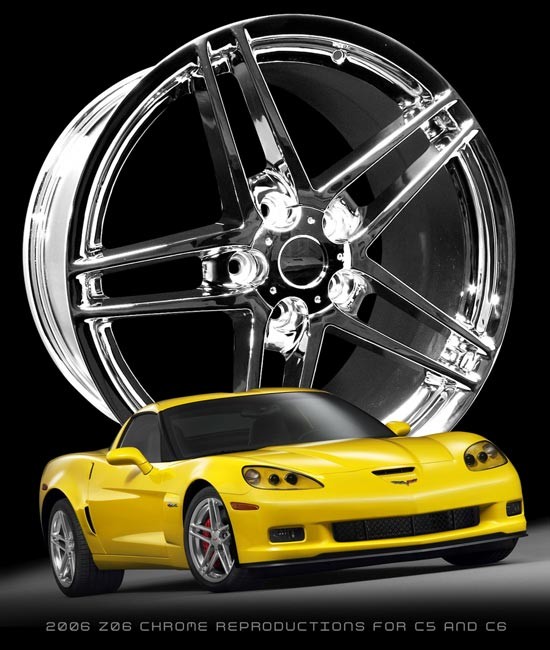 C6 Z06 Corvette Chrome Reproduction Wheels for C6 Corvette