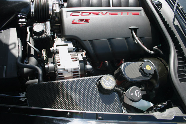 C6 Corvette Carbon Fiber Engine Part Covers, Power Steering Reservoir