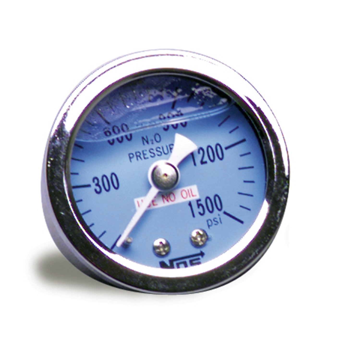 NOS Nitrous Pressure Gauge Glycerin-Filled – 1-1/2" – 1500 PSI – 4AN Adapter