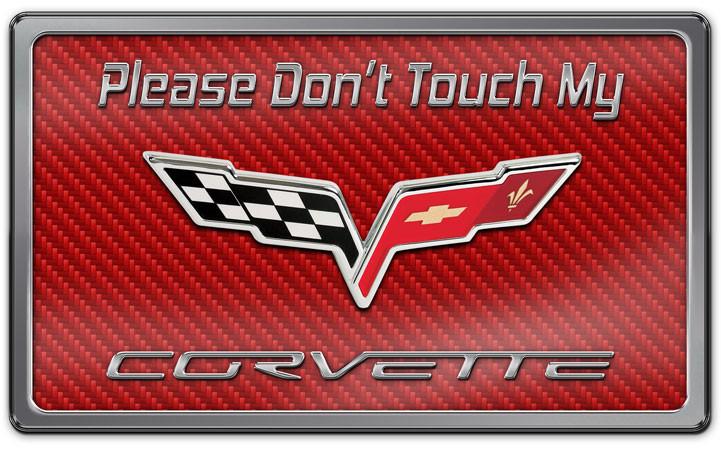 Universal, Dash Plaque,  Don't Touch My C6 Stainless Dash Plaque Red Carbon Fiber, ; Dimensions are 8''