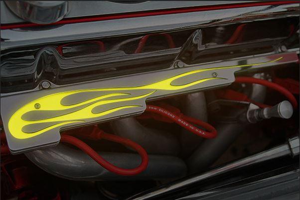V8 Domestic Hot Rod Yellow Wire Looms/Flames Illum. fits Domestic, ;Does not work on Modern Muscle Cars with  Coils