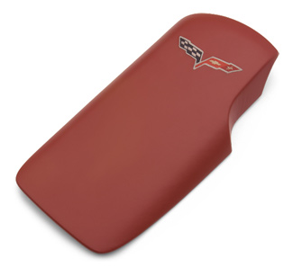 C6 Corvette GM OEM Red Console Lid With Colored Flag Logo (Embroidered)