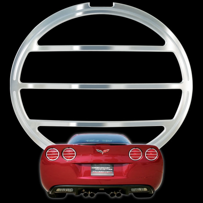 2005-2013 C6 Corvette Cross Bars Taillight Bezels, Black or Chrome