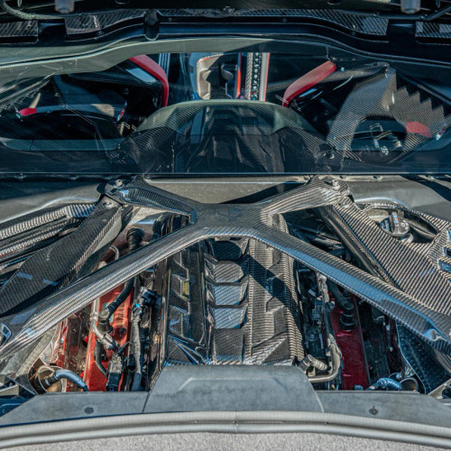 20-24+ C8 Corvette, Stingray X-Brace Engine painted in Carbon Fiber EOS