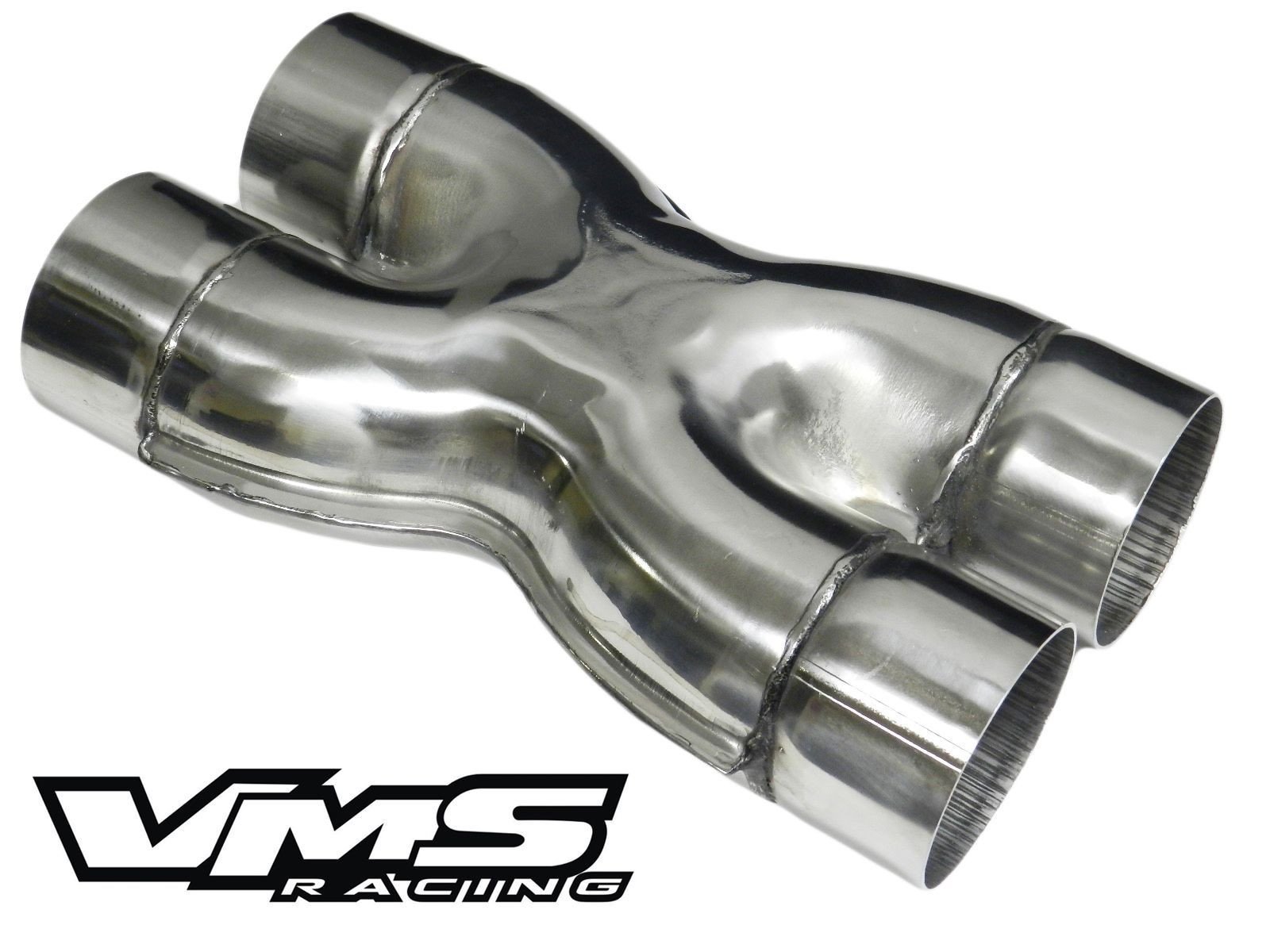 VMS Racing Stainless Steel 3.0" inch Crossover X-Pipe, Chrome Finish, Universal Fit