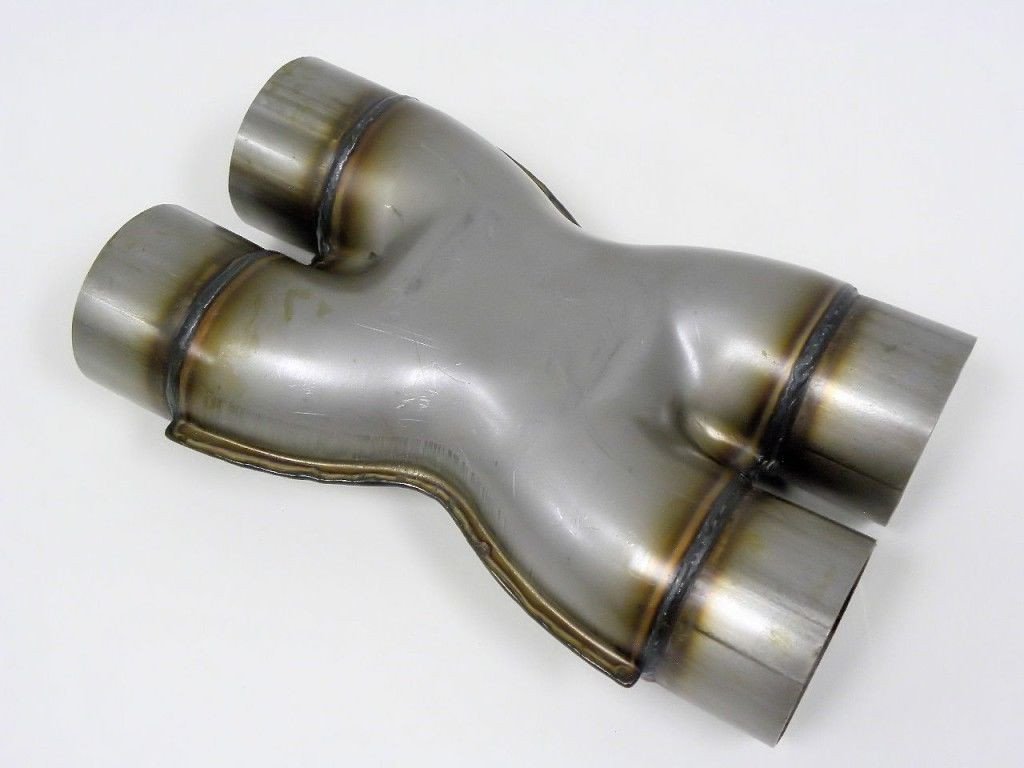 VMS Racing Stainless Steel 3.0" inch Crossover X-Pipe, Raw Finish, Universal Fit