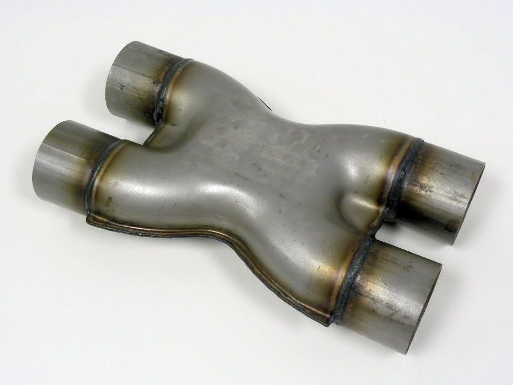 VMS Racing Stainless Steel 2.5" inch Crossover X-Pipe, Raw Finish, Universal Fit