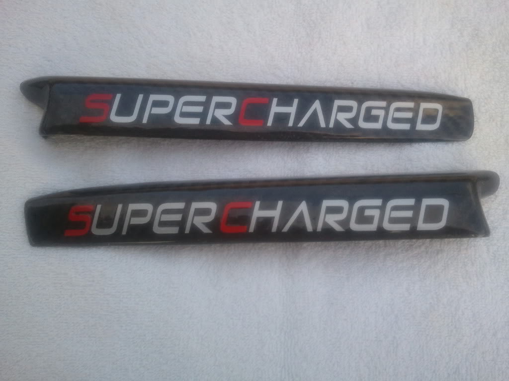 C6 Corvette Grand Sport Carbon Fiber Style Side Badges w/ SuperCharged