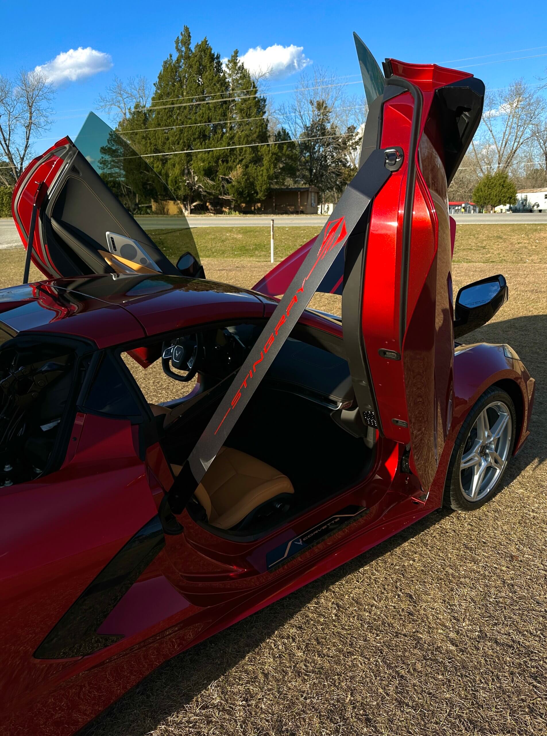2020-2026 C8 Corvette Aluminum Vertical Door Props - C8 W/Lines