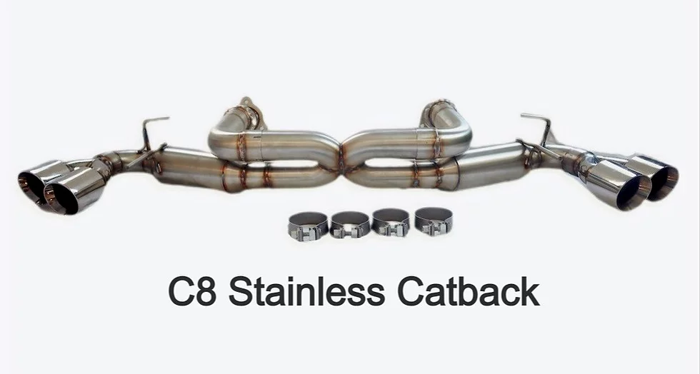 C8 Corvette Stingray, Catback Exhaust System Stainless Steel w/Black Tips - Ikon Performance