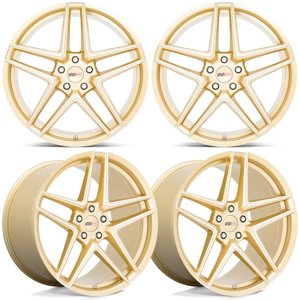 20-25+ C8 Corvette Panthera 20x9" & 21x12" Wheel Set Gloss Gold W/ Mirror FaceIn