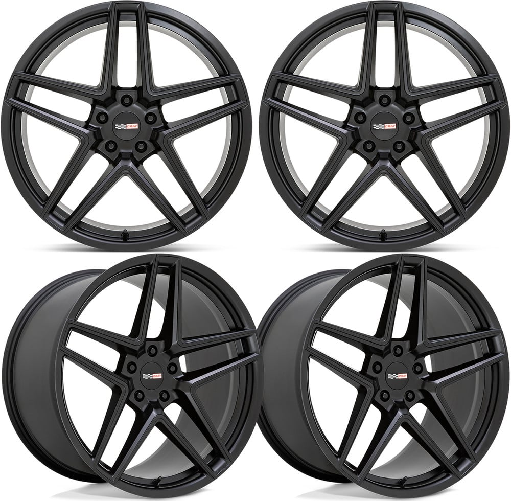 20-25+ C8 Corvette Panthera 20x9" & 21x12" Wheel Set Semi-Gloss BlackIncludes Fr
