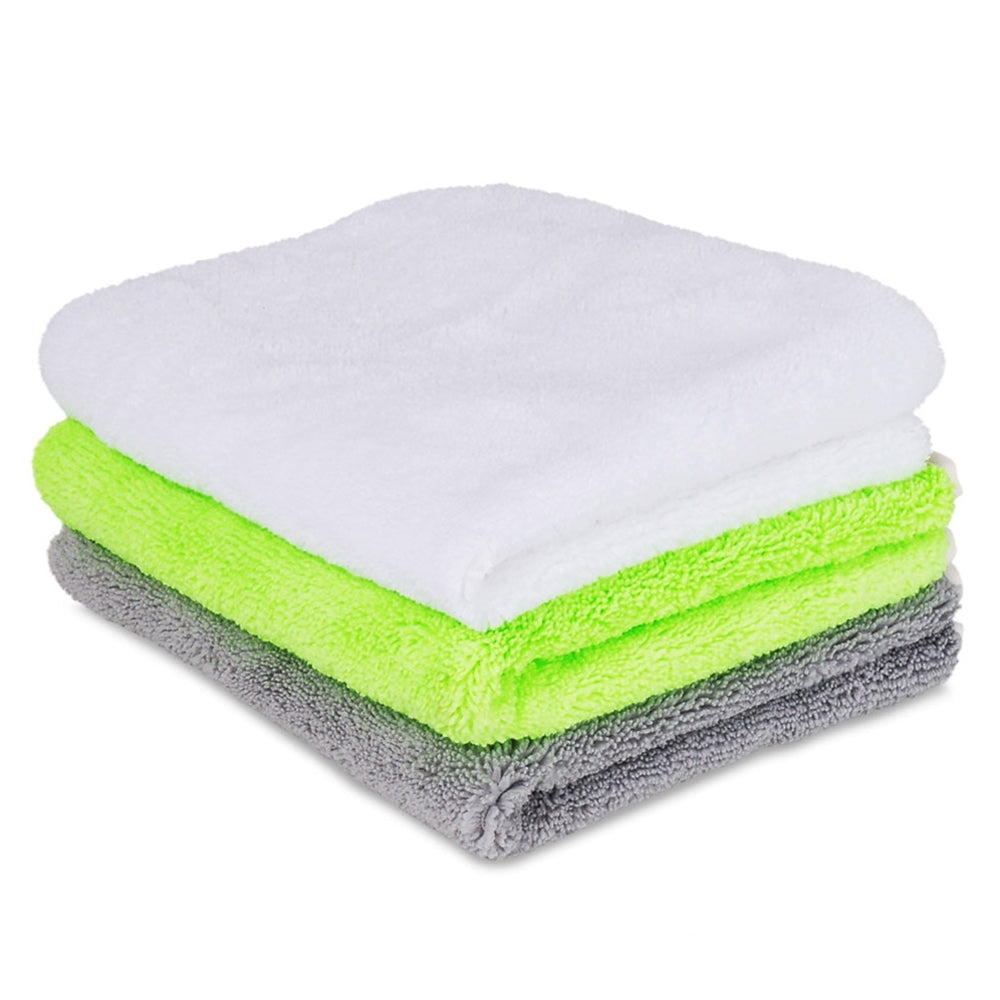 Liquid X Terry Microfiber Detailing Towels - Lime Green, White, Gray - 16" x 16"
