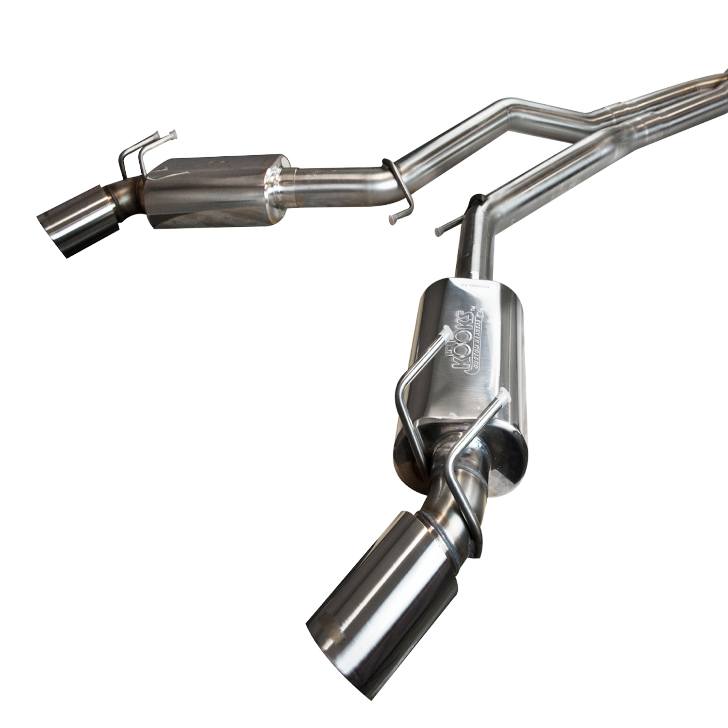 Cat Back Exhaust System Complete 3" OEM Style Incl. 3 x Pipe/Kooks Polished Oval Race Mufflers/4" Polished Slash Cut Tips