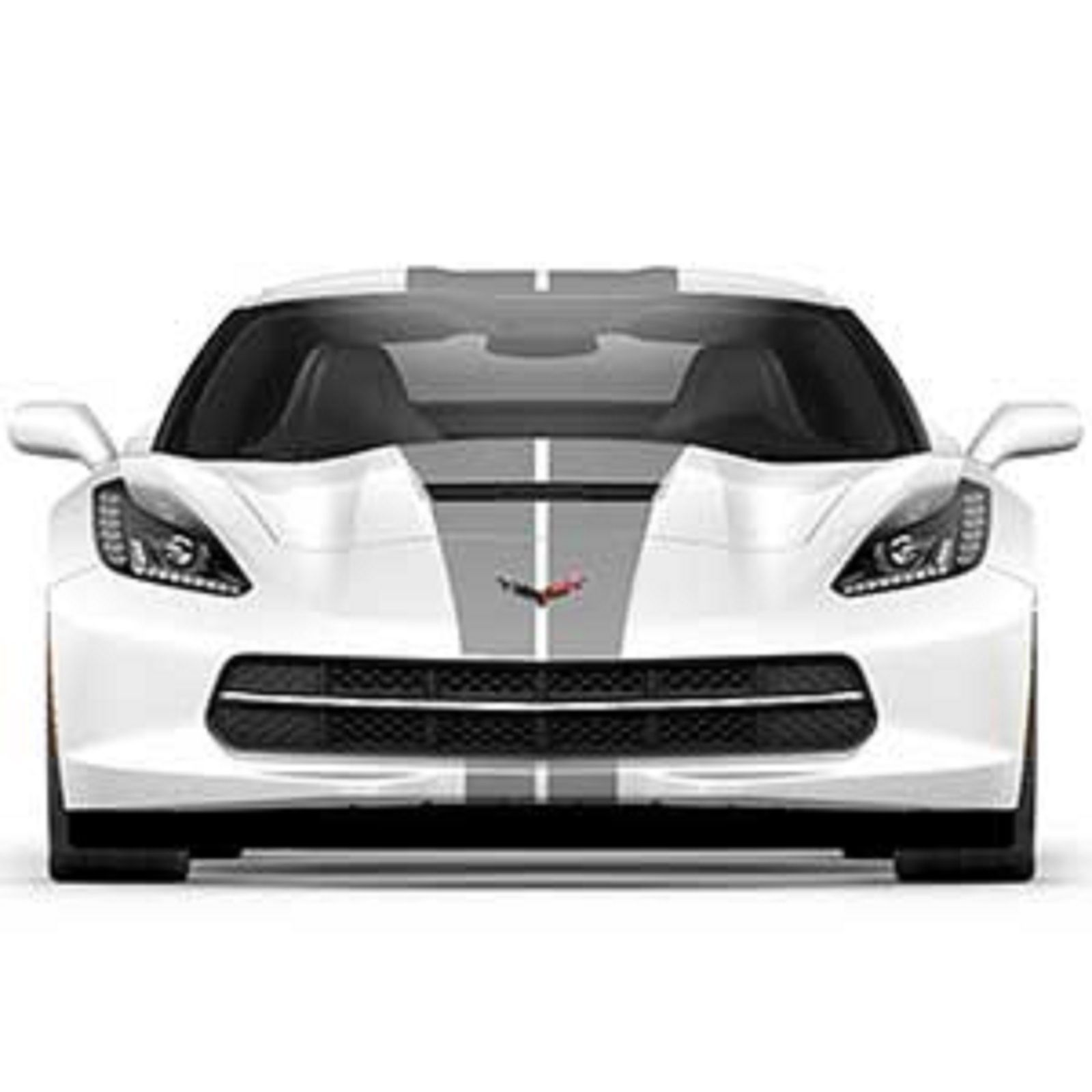 C7 Corvette Hood GM OEM Full Length Racing Stripe Package, Single Color, Silver Colored