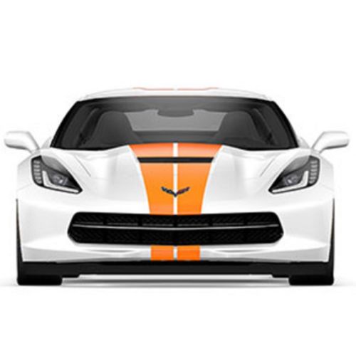 C7 Corvette Hood GM OEM Full Length Racing Stripe Package, Single Color, Orange Colored