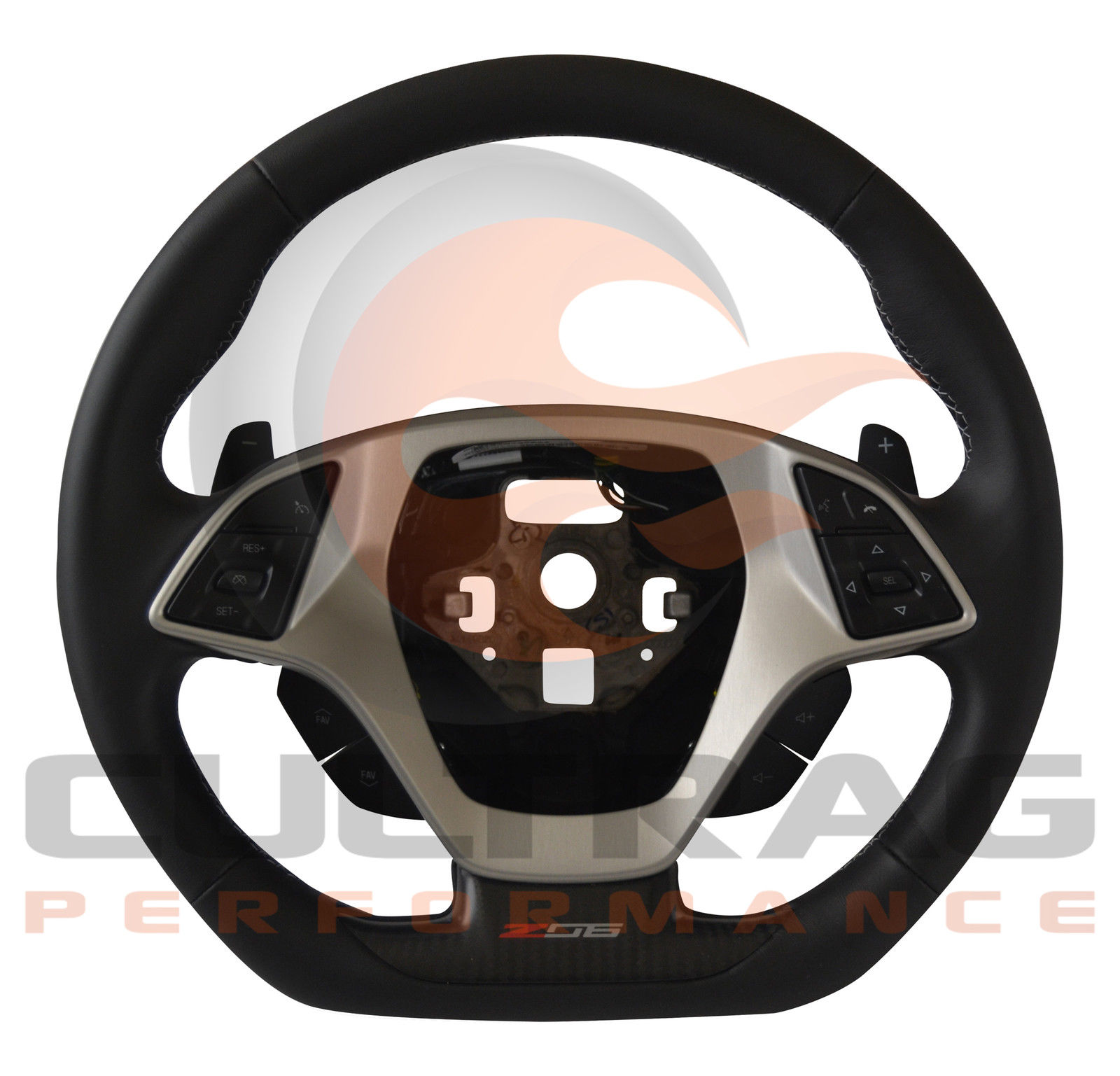 2015-2019 C7 Corvette Z06 Steering Wheel Automatic Black Leather Gray Stitching