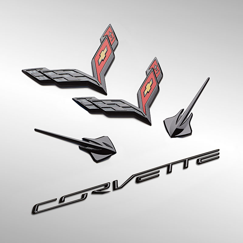 2014+ C7 Corvette Stingray Exterior Badging, Emblems, Lettering, Flags, Carbon Flash