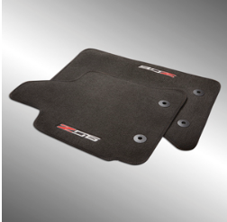 2015 Corvette C7  Front Premium Carpet Mat with Z06 Logo, Black With Mohave Stitch