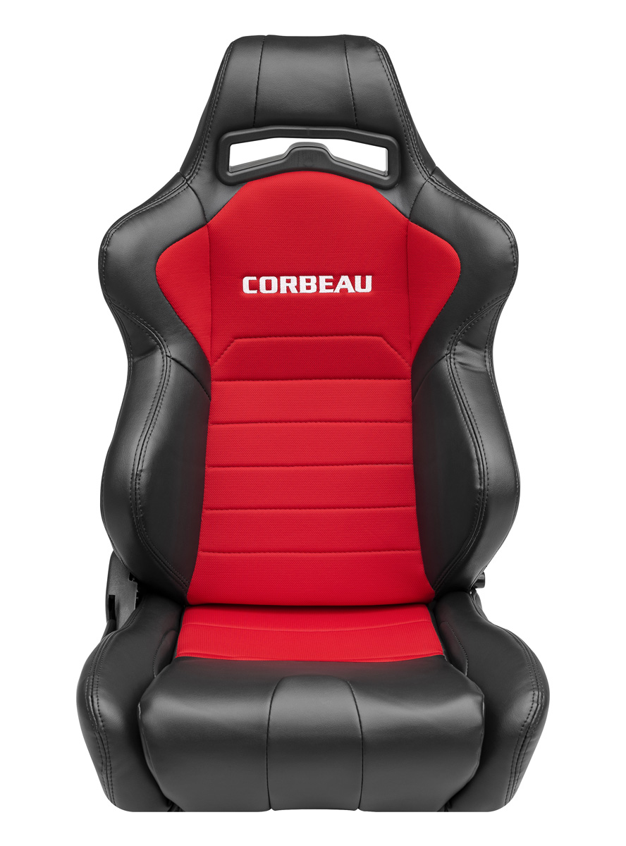 Corbeau LG1 Racing Seat, LG1 Black Vinyl/Red Cloth , 25507PR