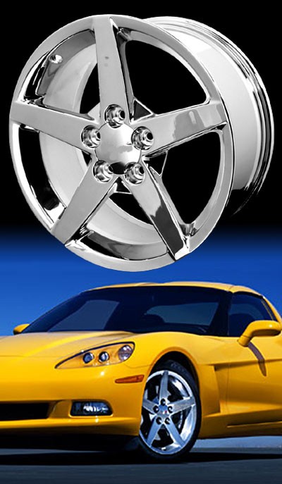 C6 Corvette Chrome Wheel Exchange 2005-2007 Style (Set) 18x8.5/19x10