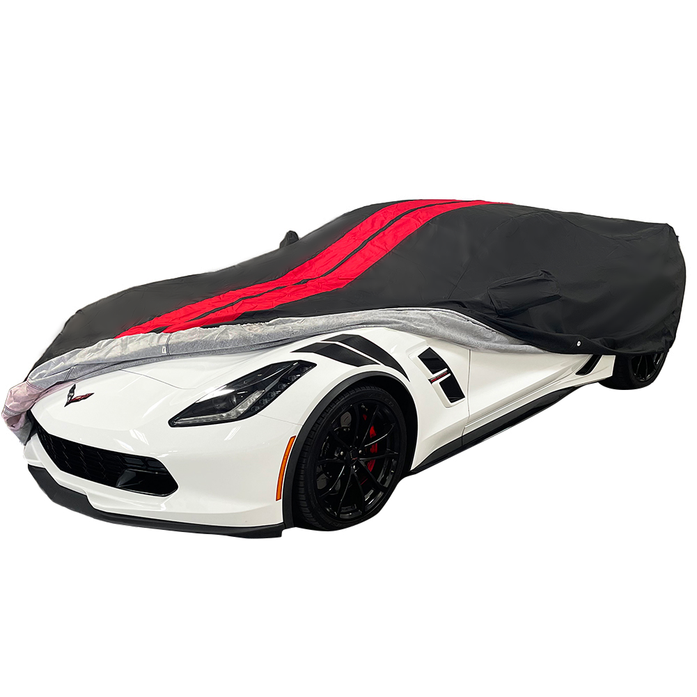 Corvette Ultraguard Plus Car Cover - Indoor/Outdoor Protection - Black W/ Red St