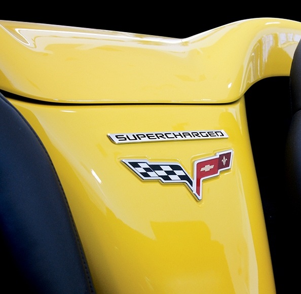 C6 Corvette Billet "Supercharged" Emblem