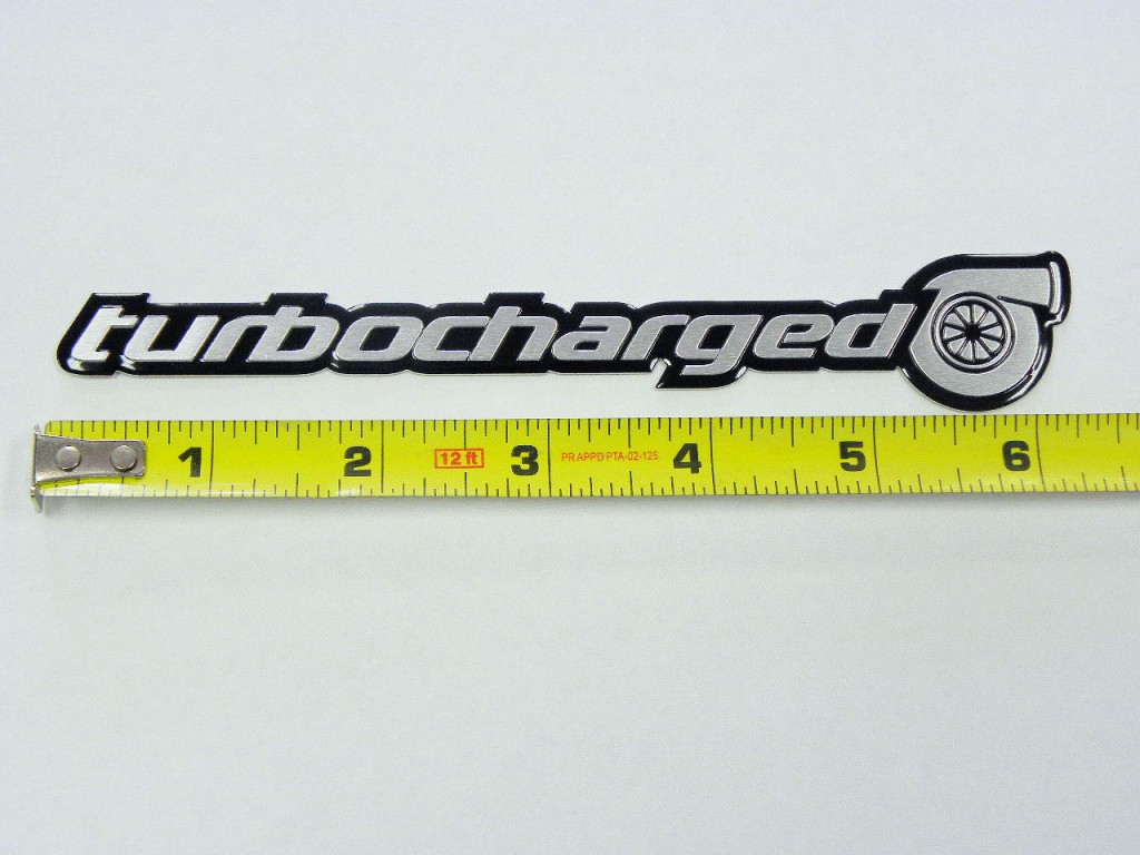 TURBOCHARGED Lettering Emblem Plate Fender Badge