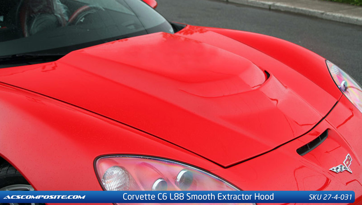 ACS Corvette L88 Style Smooth Hood, No Window Version C6 2005-2013